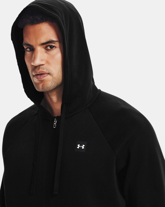 เสื้อฮู้ด UA Rival Fleece Full Zip สำหรับผู้ชาย in Black image number 3